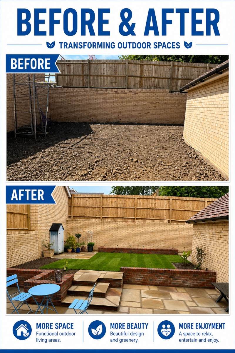 Before and after garden transformation in Kent