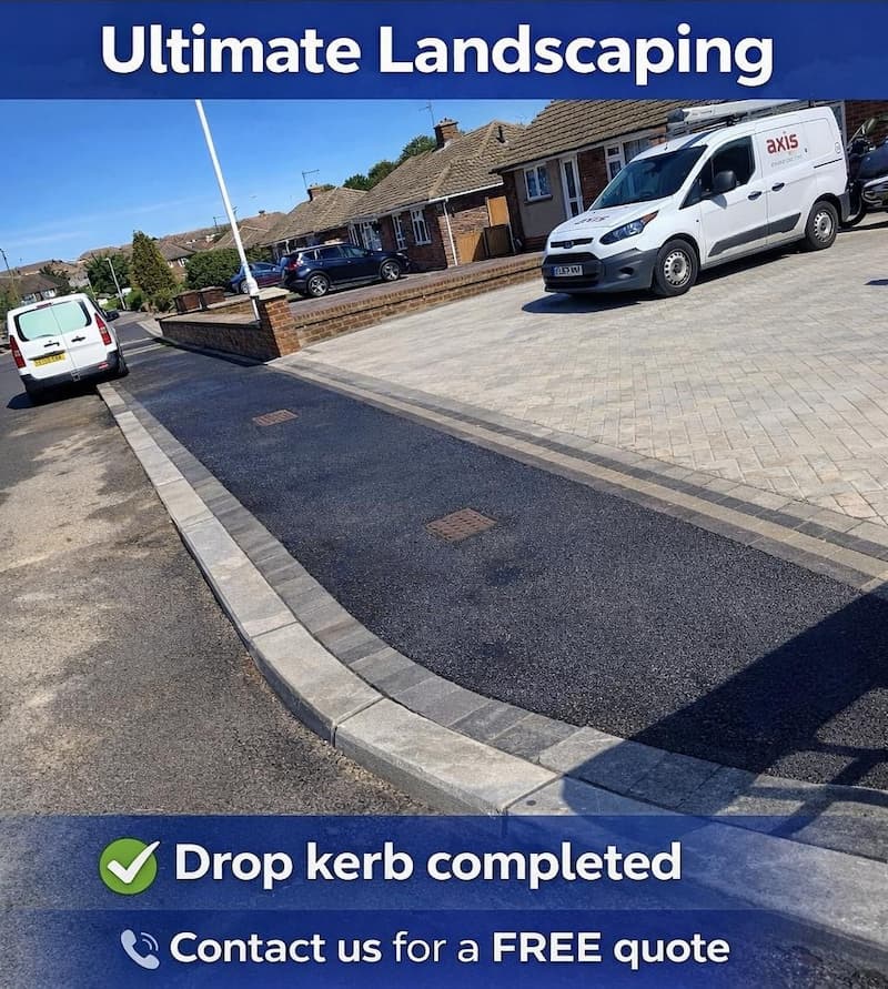 Newly installed dropped curb for driveway access in Kent